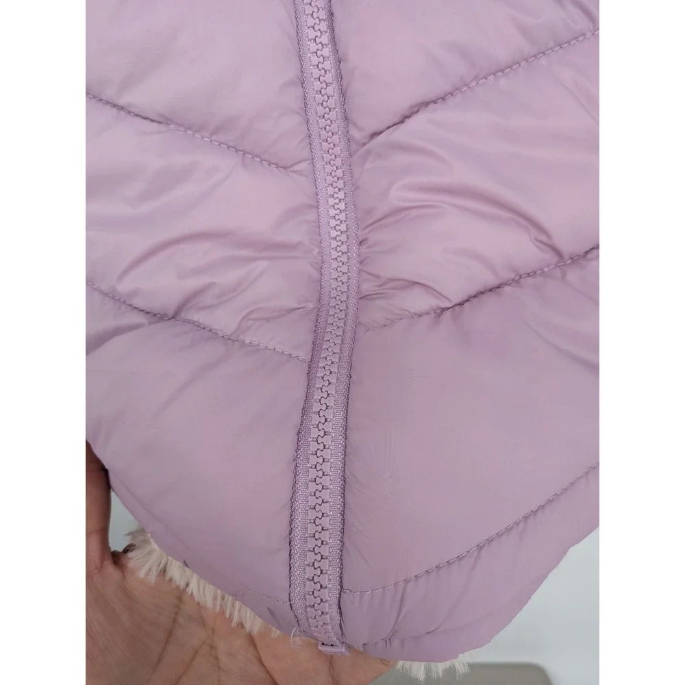 Steven Madden Reversible Puffer Jacket Lavender Faux Fur Hood Cozy Girls 14/16